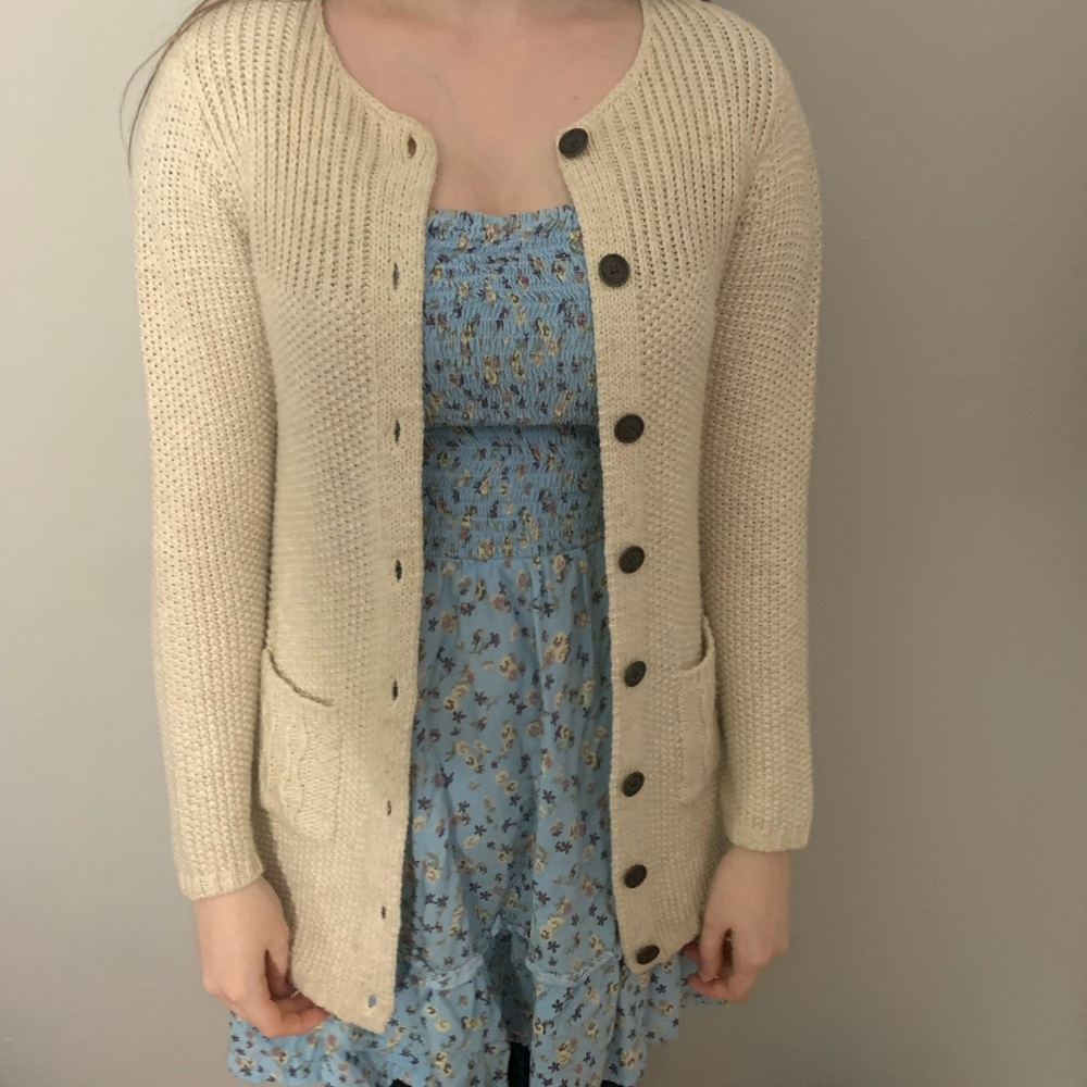 Kid’s Cream and Gold Sparkle Cardigan Sweater